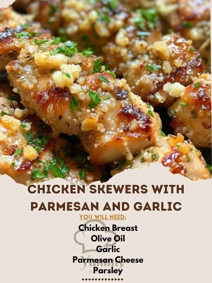 Parmesan Garlic Chicken Skewers grilled to perfection with herbs and spices
