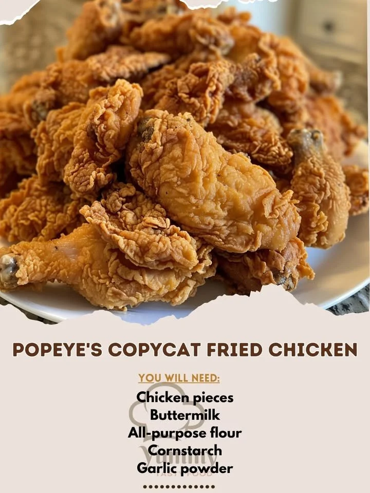A plate of Popeye's Copycat Fried Chicken, crispy and golden-brown.