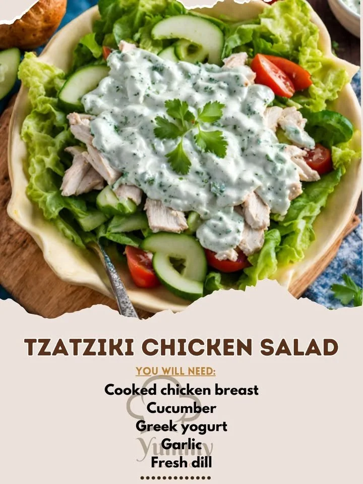 Delicious Tzatziki Chicken Salad with fresh ingredients and tzatziki sauce